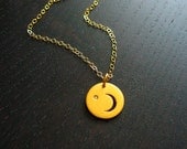 24K Gold Vermeil Crescent Moon and Diamond Necklace