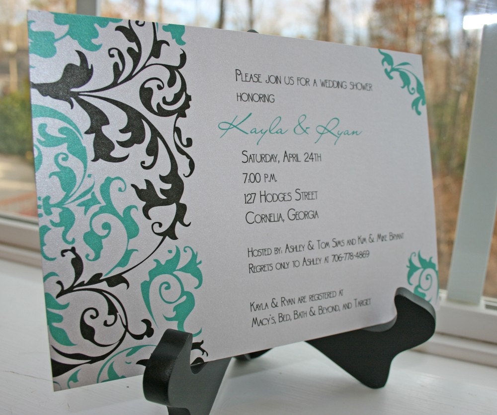 Floral Damask Invitation available in 9 color choices