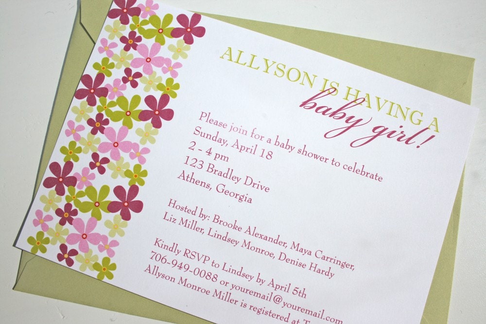 Baby Flowers Invitation - printed or digital