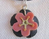 pale pink / midnight black rose pendant