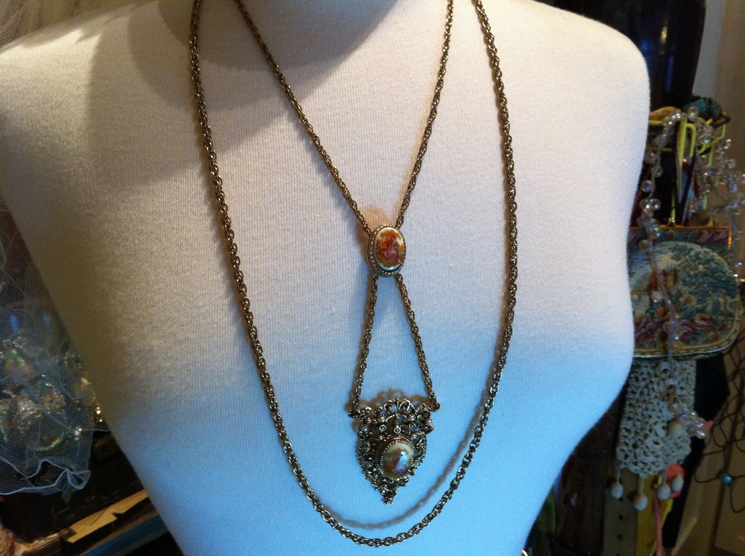 Victorian Revival 1970s Portrait Necklace