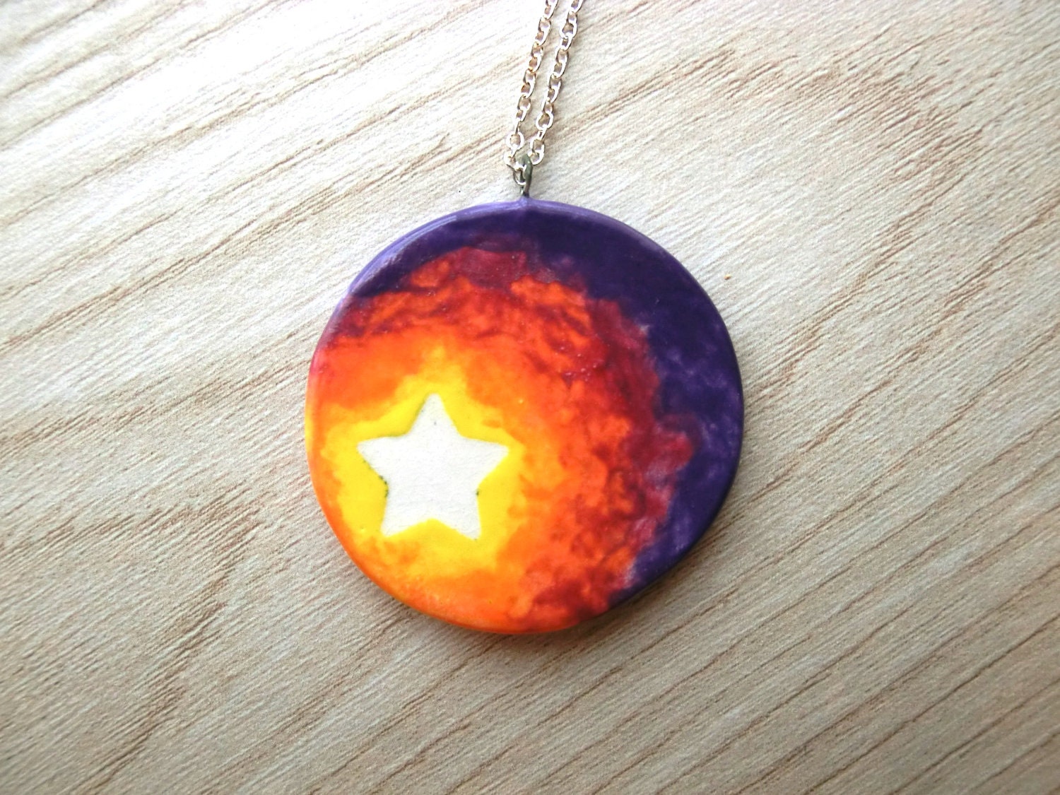 Starry Night Pendant in Yellow, Orange, & Violet