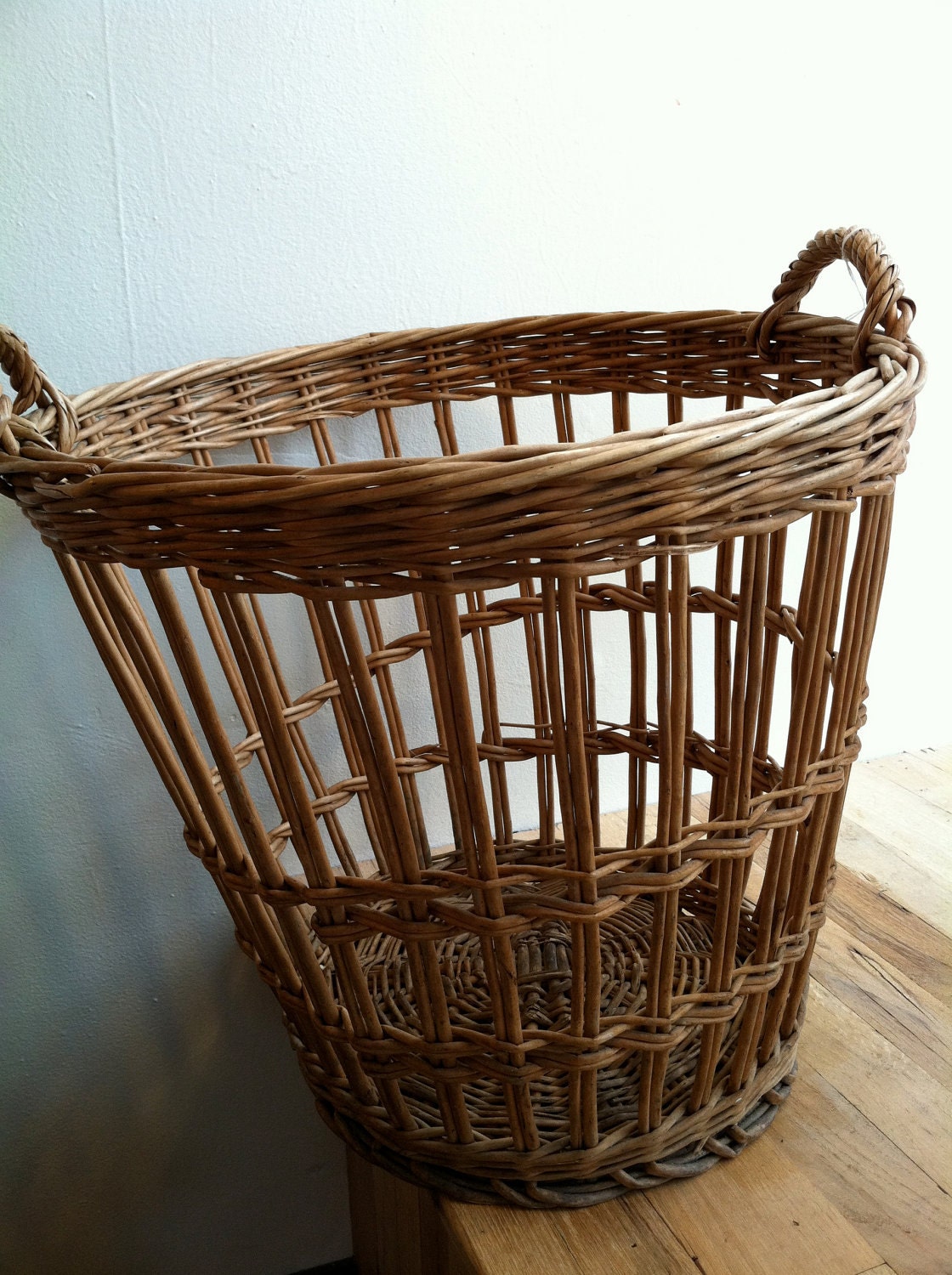 Vintage Asymmetrical Woven Basket