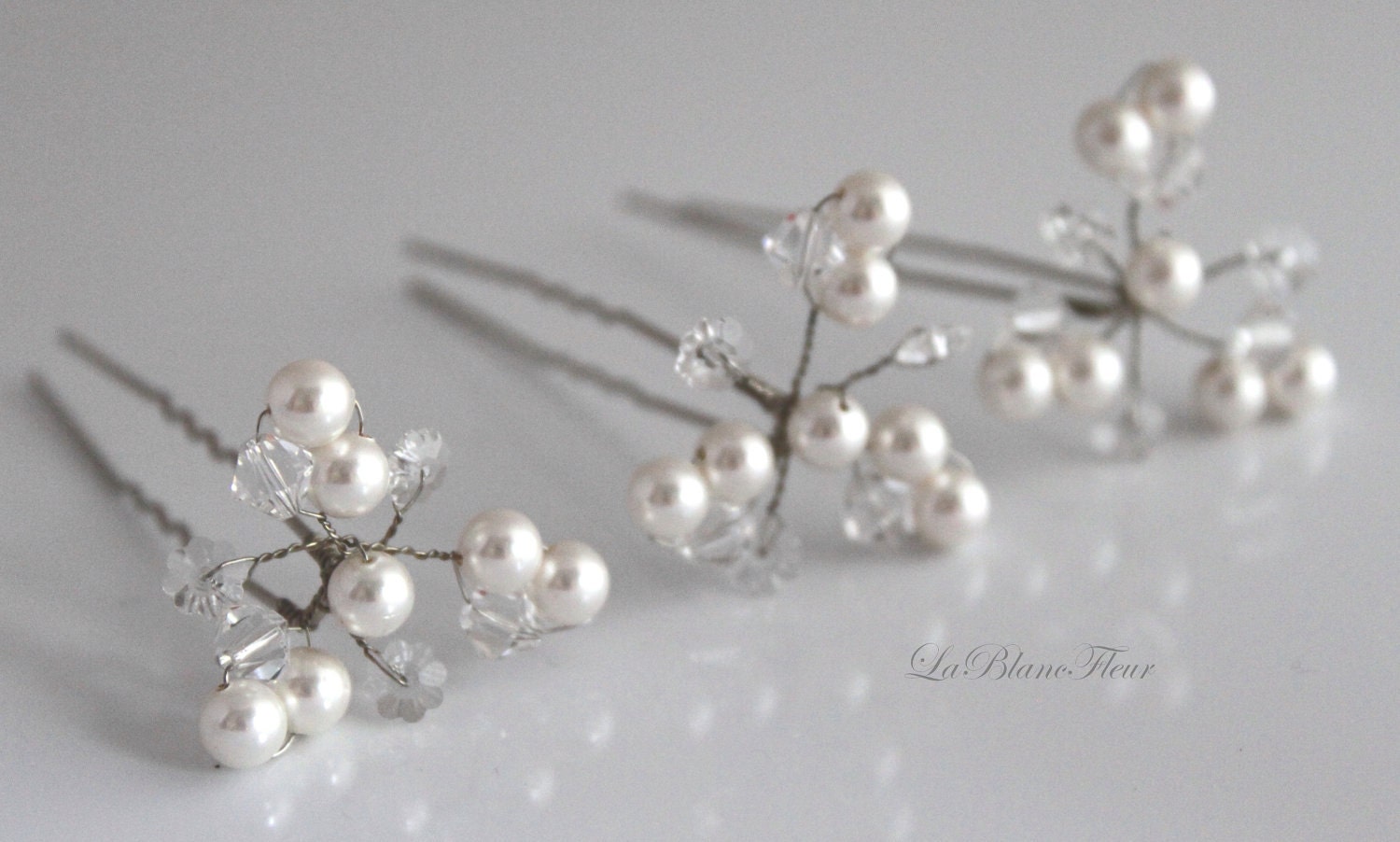 Bridal Hair Pins-Swarovski Pearl and Crystal Hairpins-Pearl Hair Pins-Crystal Hair Pins-HP102