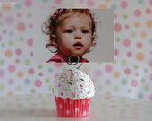 Fake Cupcake Photo / Recipe / Place Card Holder mini size Light Pink