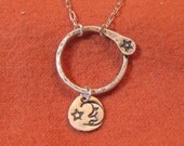 Charm Holder Necklace Dream Catcher Silver Crescent Moon Star Small Round Sterling Custom Keepsake Gift JJDLJewelryArt