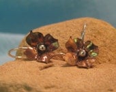Copper Flower Earring Silver Mixed Metal Fold Form Dangle Violet Hydrangea Dogwood Apple Cherry Blossom JJDLJewelryArt