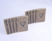 Cufflinks-Fun and Funky Royal Flush - Poker Hand - Playing Card Gold tone