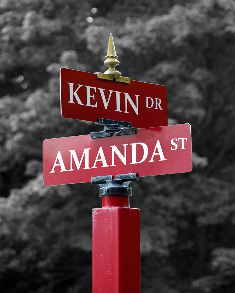 Signs of Love 8x10 Inch Matted Personalized Photograph, You Choose Names for Sign, Unique Valentines Day, Anniversary, Wedding Gift