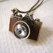 Vintage Style Brown Leather Camera Necklace