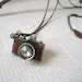 Vintage Style Brown Leather Camera Necklace