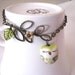 Owl on Leafy Branch Bracelet. lime green owl on branch