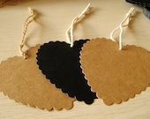 50pcs Die Cut Heart Shaped Kraft tags - brown