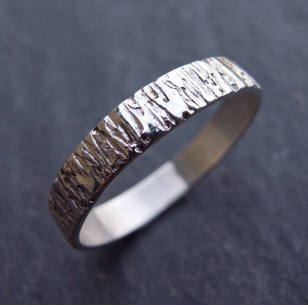 Textured Silver Woodgrain Ring, Sterling Silver RIng, Hammered Silver, Silver Jewelry