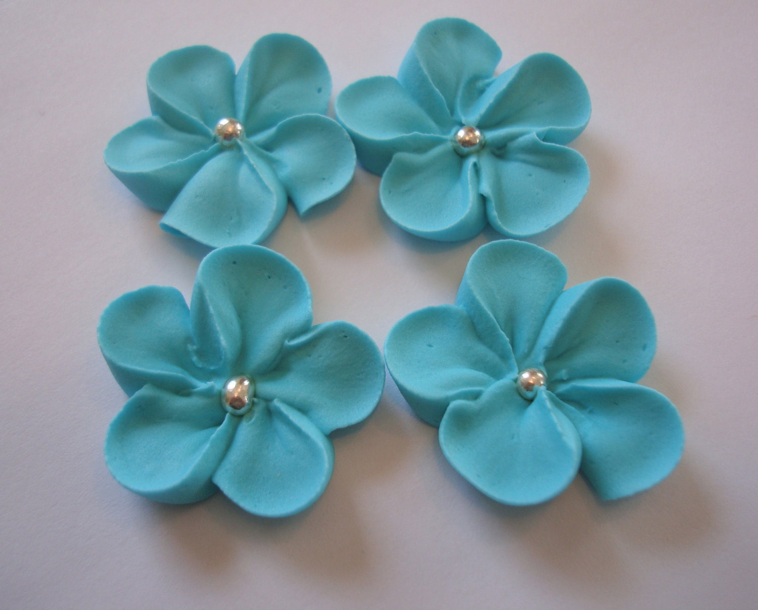 Lot of 100 royal icing Sugar Flowers tiffany blue Il_170x135