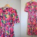 Floral Dress Vintage Fuschia Pink Garden Party 1980s Medium
