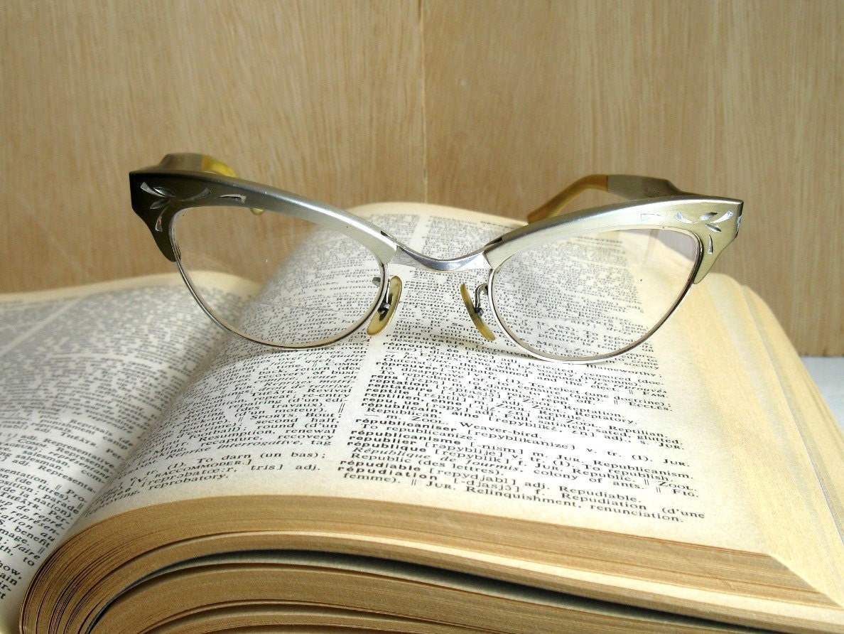 Vintage cat eye glasses 1950s Bausch and Lomb aluminum