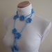 Baby Blue Bloom Flower Crochet Necklace, SCARFLETTE, SCARF, BELT - Ready for Shipping - Gift for Her