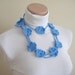 Baby Blue Bloom Flower Crochet Necklace, SCARFLETTE, SCARF, BELT - Ready for Shipping - Gift for Her