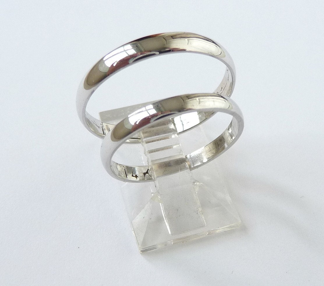 White gold wedding bands set wedding rings men and woman classic ring