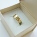 Gold wedding ring mens wedding band and womens ring hammered sandblast finish and off centered cubes