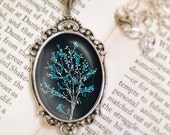 Midnight Tree Blossom Necklace - Silver Pendant - Dancer in the Dark (midnight) - Wearable Art with Silver Chain