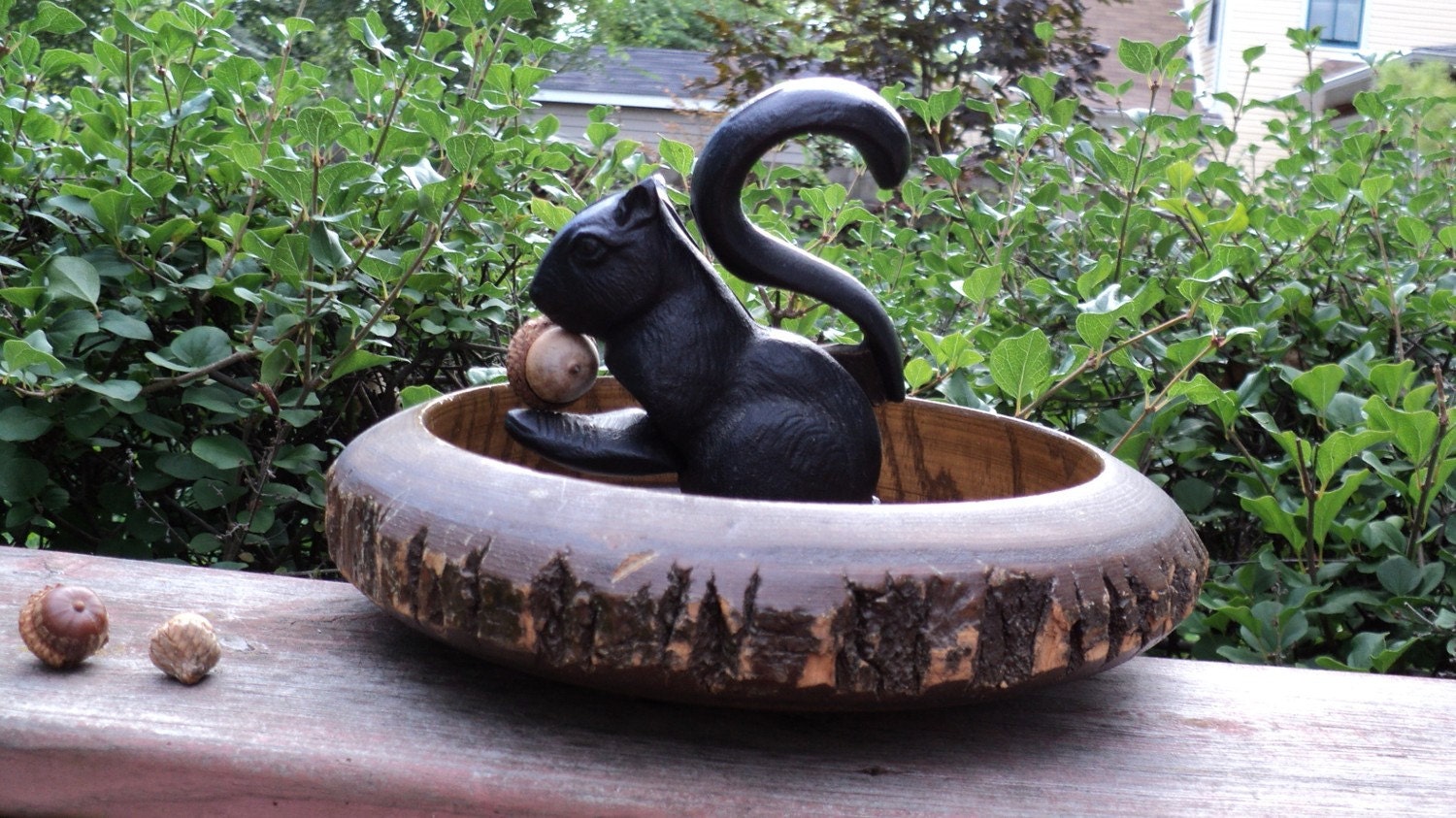 Vintage Squirrel Nutcracker in Wood Bowl Cast by GryphonVintage