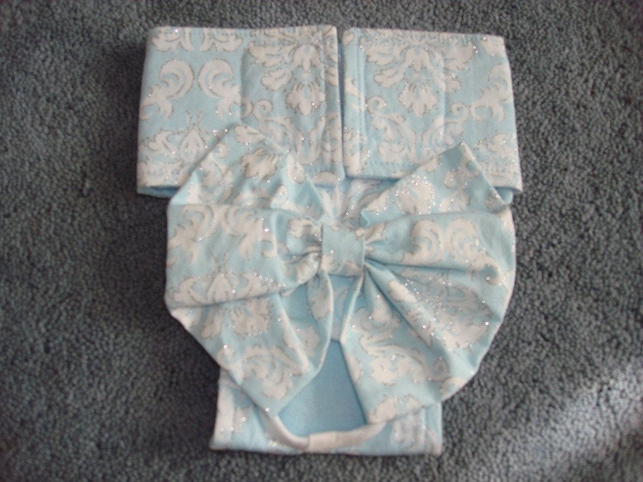 Blue Sparkle Panties / Female Dog Diaper, shown in small, available in all sizes