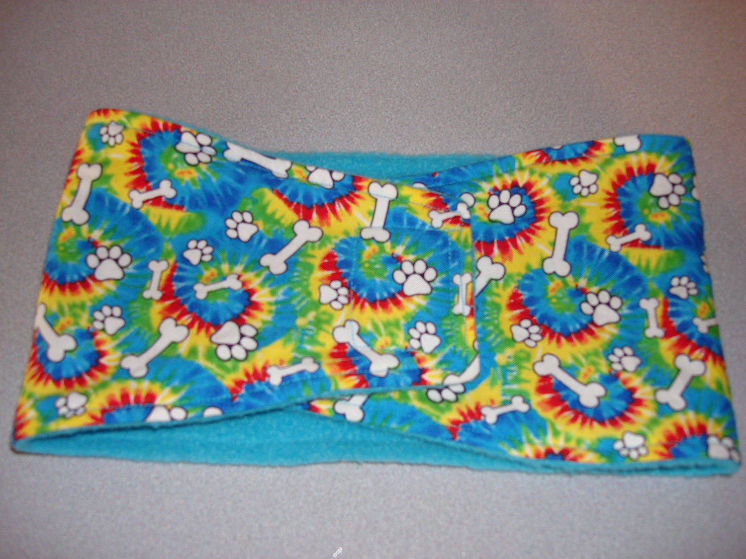 Male Dog Belly Band - Male Dog Diaper - Tie Dye with Bones and Paws