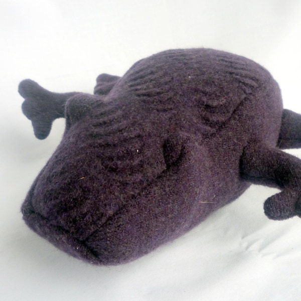 Small Purple Upcycled Wool Gator Plush