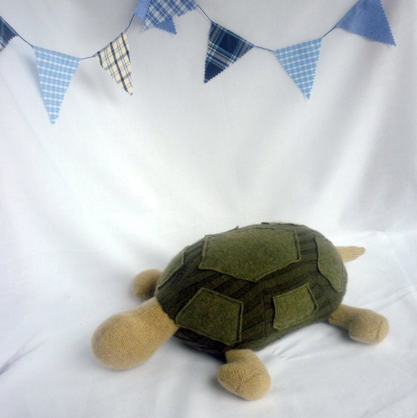 Medium Green Upcycled Felted Cashmere Tortoise Plush