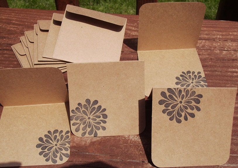 Set of (8) Kraft Mini Note Cards - Mums