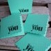 Mini Thank You Note Cards - Bright Teal Embossed Dots, Scallop Edge