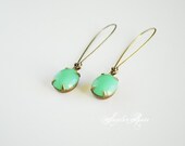 Smooth Mint Earrings - Vintage Green Glass Dangle