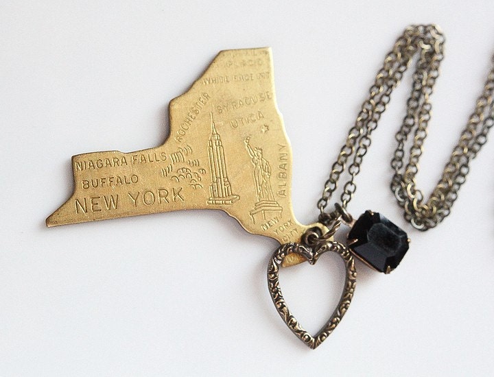 I Heart NY - Vintage Charm Necklace, as seen in Tiger Beat March 2012 issue
