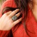 Bohemian Holiday Cocktail Ring, Vintage Glass, Hanadmade