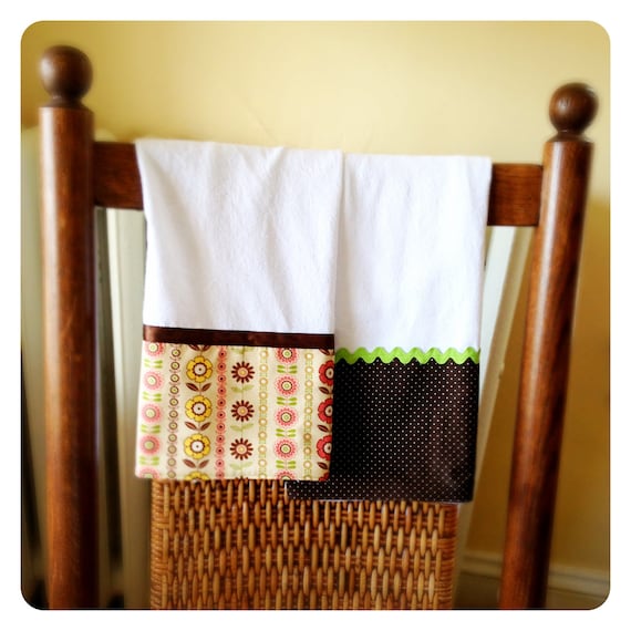 Decorative Kitchen Dish/Tea Towels-Set of 2-Brown/Green