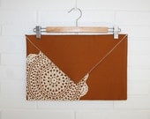 Doily Clutch purse. Envelope style, in Nutmeg.