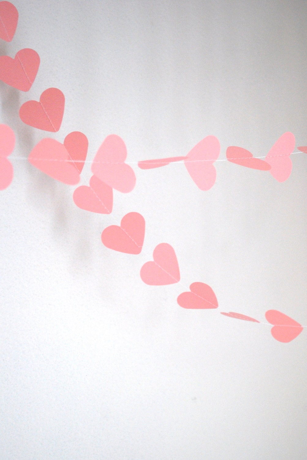 Pink Paper Hearts Garland - 10 feet long, reusable and eco friendly