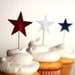50 Star Cupcake Picks, red, white and blue