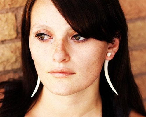 gauges earrings- fake - XL Talons - Bone Fake Gauges