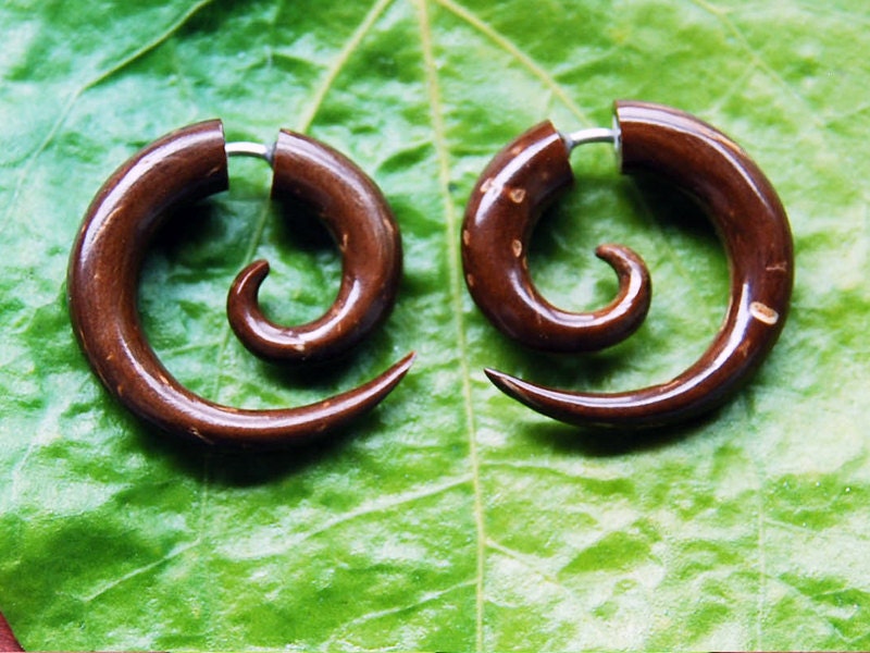 SALE Fake Guages Small Spirals - Coconut Fake gauges