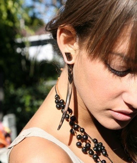 Wooden Earrings - XL Ironwood Talons - Fake Gauges