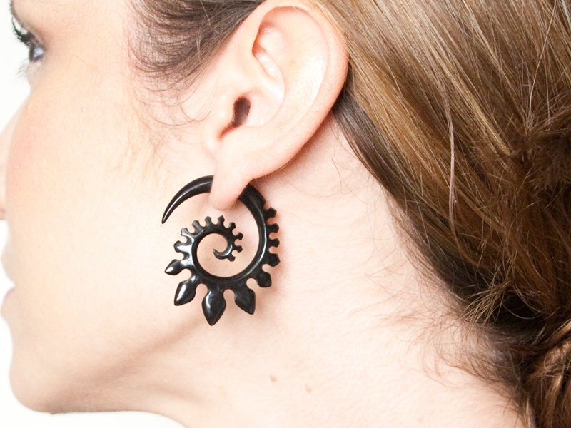 Fake Gauges - Black Horn Spade Spirals