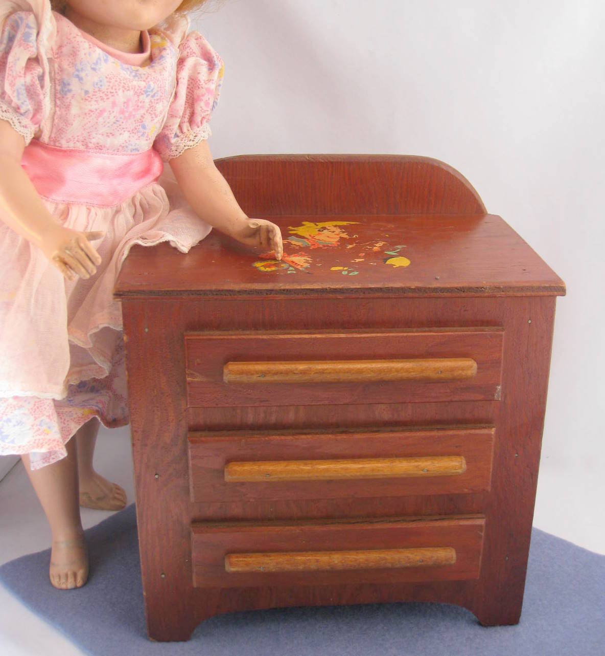 Vintage Toy Doll Dresser Chest of Drawers Furniture