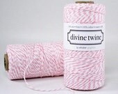 COTTON CANDY Pink and White Twisted Bakers Twine String for crafting, gift wrapping, packaging, invitations - 240 yards