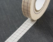 Large Brown Grid Pattern on Vanilla Cream Washi Paper Masking Tape-16.5 YARDS
