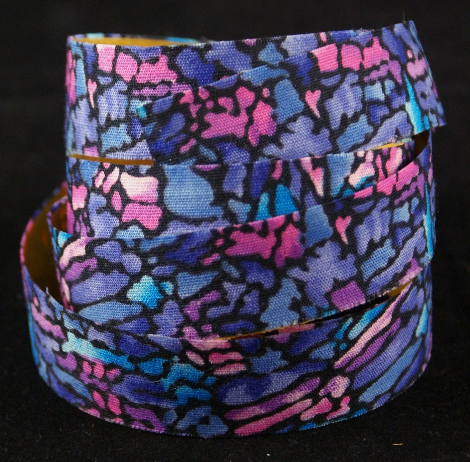 Handmade PEEL and STiCK Adhesive Fabric Deco Tape-Stained Glass Batik Design-for Crafting, Gift Wrapping, Decorating