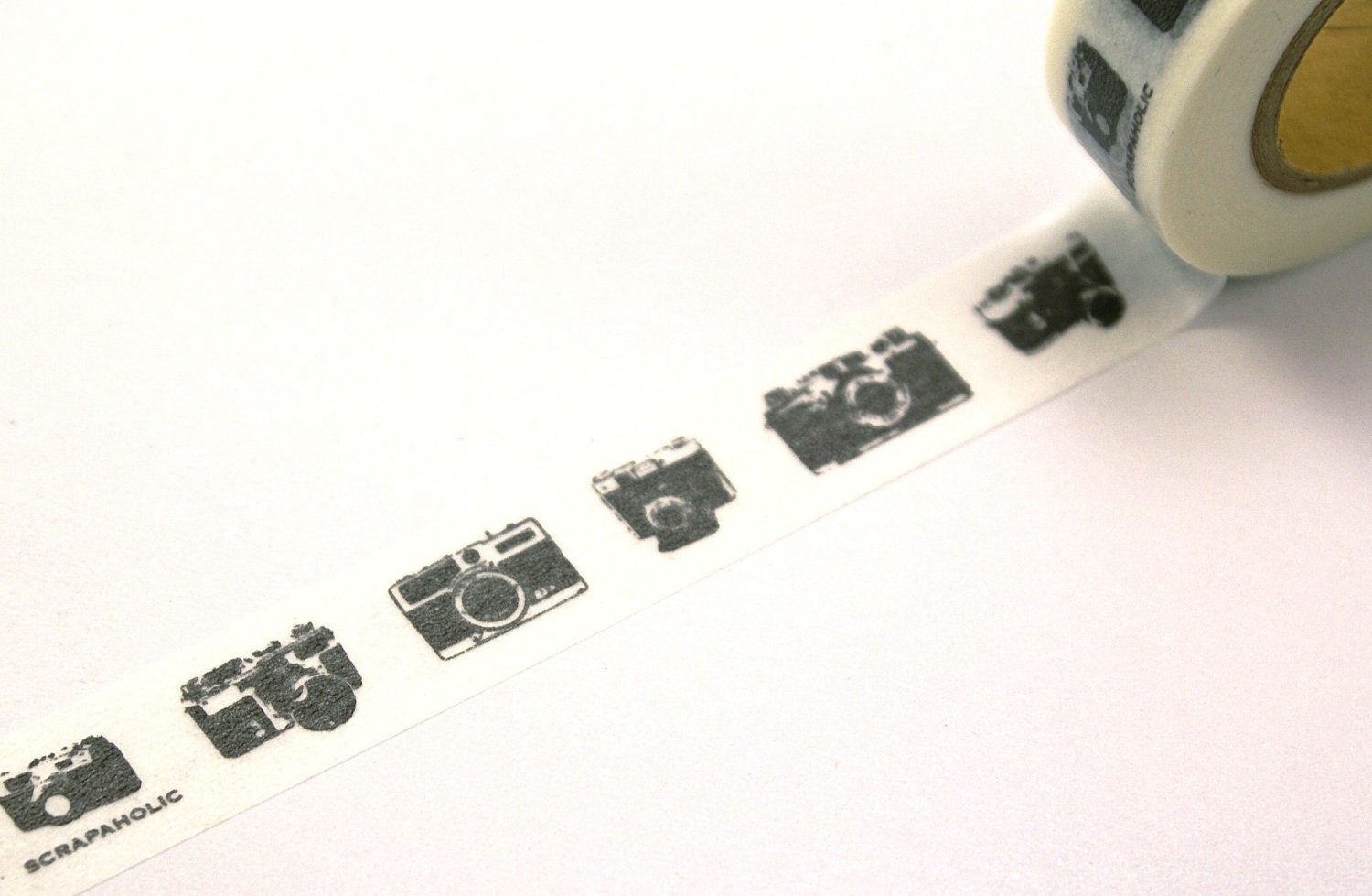 BLACK Retro 35mm Cameras Washi Paper Masking Tapes-16.5 yards total