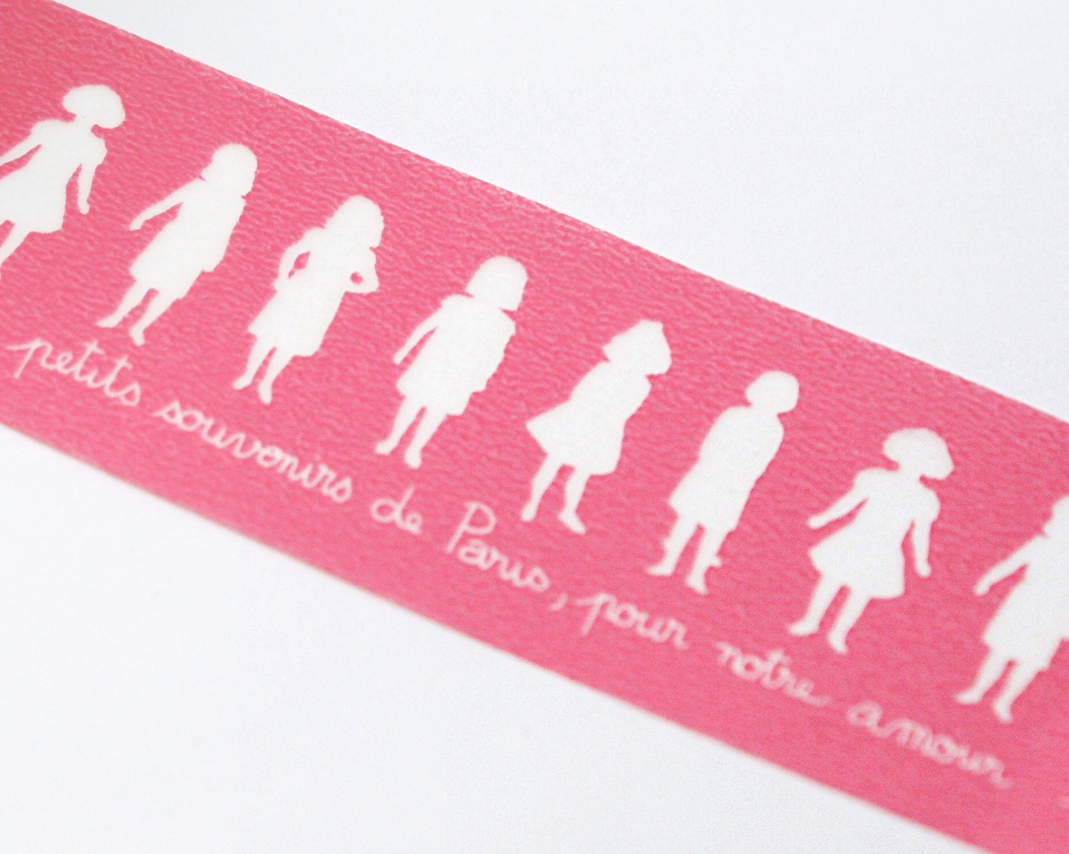 SALE - Line of Girls with French Writing on WIDE Pink Washi Masking Tape-16.5 YARDS